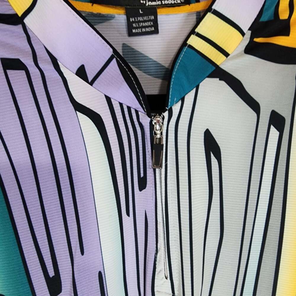 Jamie Sadock Sunsense Long Sleeve 1/4 Zip Mock Neck Golf Top Abstract Print - Picture 4 of 8